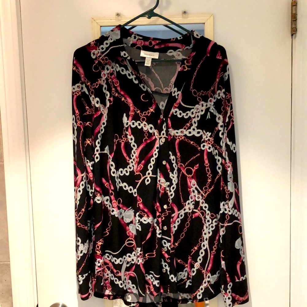 dressbarn chain print blouse 2X